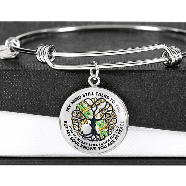 JL2407079 My Mind Still Talks To You Golden Dragonflies Black Celtic Tree Of Life Circle Adjustable Luxury Bangle with Back Engraving