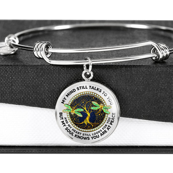 JL2207010 My Mind Gold Dragonflies Golden Tree Of Life Circle Adjustable Luxury Bangle with Back Engraving