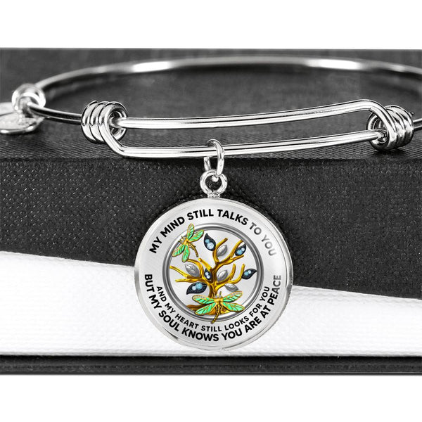 JL2207008 My Mind Golden Dragonflies Gold Diamond Tree Of Life  Circle Adjustable Luxury Bangle with Back Engraving