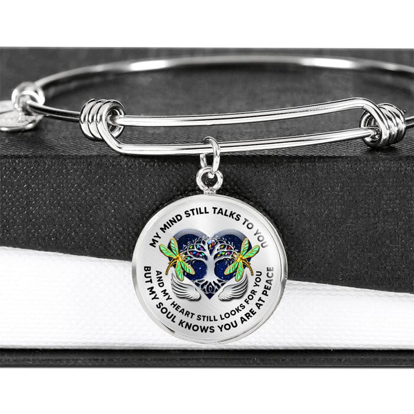JL2207005 My Mind Still Talks To You Golden Dragonflies Tree Of Life Heart Wings Circle Adjustable Luxury Bangle with Back Engraving