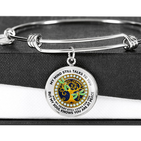 JL2407092 My Mind Still Talks To You Gold Dragonflies And Golden Tree Of Life With Galaxy Circle Adjustable Luxury Bangle with Back Engraving
