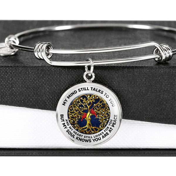JL2407100 My Mind Still Talks To You Red Cardinals Gold Celtic Tree Of Life And Galaxy Circle Adjustable Luxury Bangle with Back Engraving