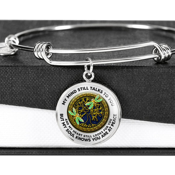 JL2407089 My Mind Still Talks To You Gold Dragonflies And Golden Tree Of Life With Galaxy Circle Adjustable Luxury Bangle with Back Engraving