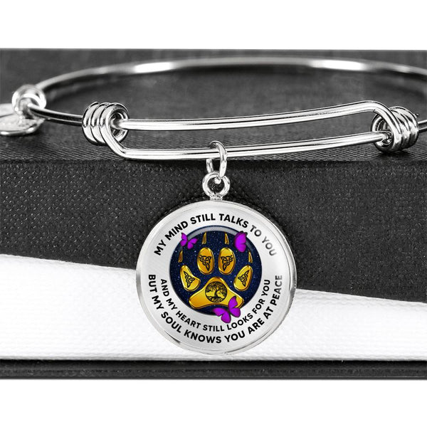 JL1807019 My Mind Still Talks To You Purple Butterflies  Golden Celtic Knot Paws And Galaxy Circle Adjustable Luxury Bangle with Back Engraving