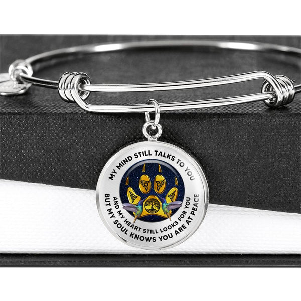 JL1807006 My Mind Still Talks To You Hummingbirds Golden Celtic Knot Paws And Galaxy Circle Adjustable Luxury Bangle with Back Engraving