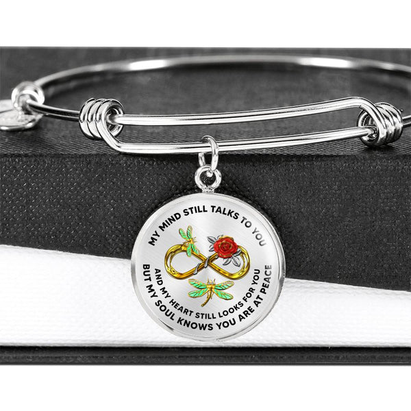 JL2107010 My Mind Still Talks To You Gold Dragonflies Rose Infinity Golden Circle Adjustable Luxury Bangle with Back Engraving