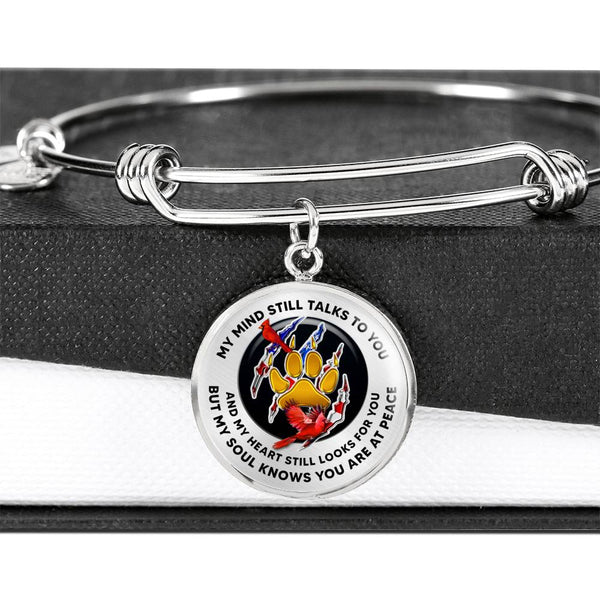 JL1807001 My Mind Still Talks To You Red Cardinals Golden Paws And American Claw Circle Adjustable Luxury Bangle with Back Engraving