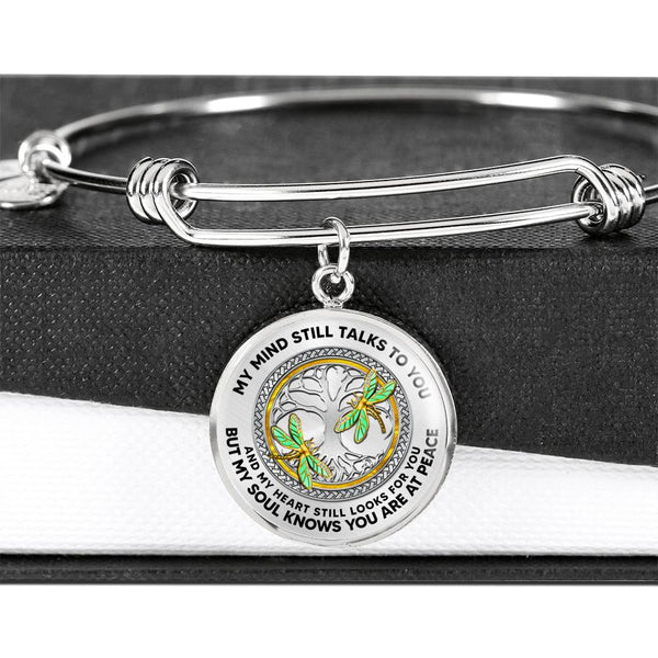JL2207006 My Mind Golden Dragonflies Tree Of Life Circle Adjustable Luxury Bangle with Back Engraving
