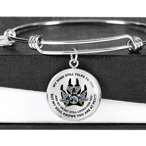 JL1807003 My Mind Still Talks To You Hummingbirds Celtic Knot Paws Circle Adjustable Luxury Bangle with Back Engraving