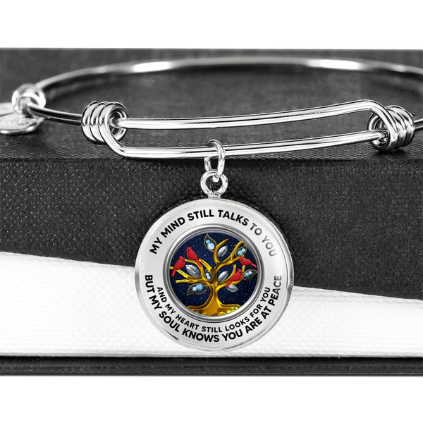 JL2207009 My Mind Red Cardinals Gold Diamond Tree Of Life And Galaxy  Circle Adjustable Luxury Bangle with Back Engraving