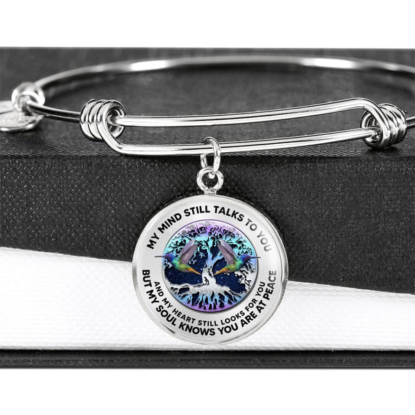 JL2207001 My Mind Hummingbird And Metal Tree Of Life With Galaxy Circle Adjustable Luxury Bangle with Back Engraving
