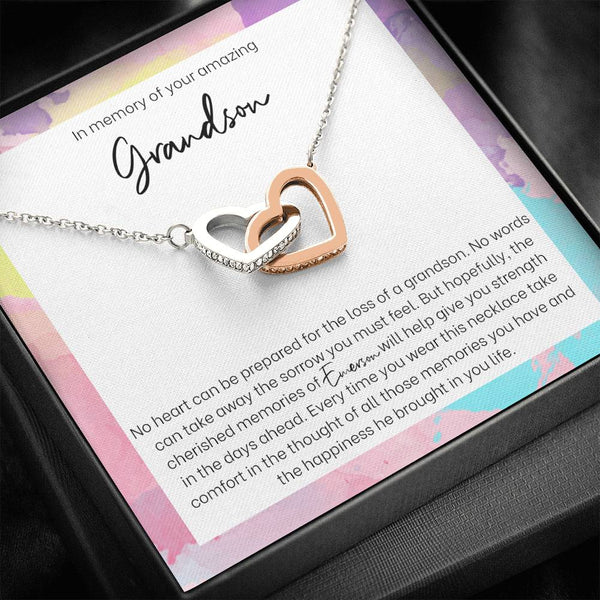 Loss of Grandson Interlocking Hearts Memorial Necklace MCLVBC0006
