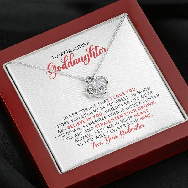 To My Beautiful Goddaughter From Godmother Love Knot Necklace MCFABC0006