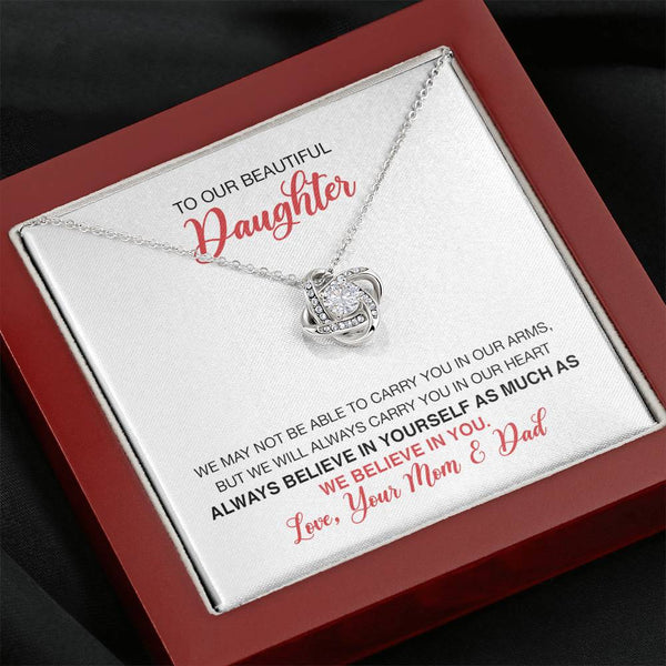 To Our Beautiful Daughter From Mom & Dad Love Knot Necklace MCFABC0002