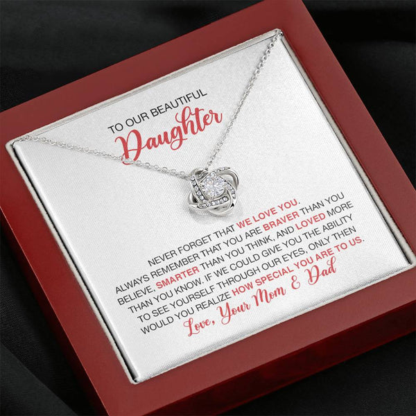To Our Beautiful Daughter From Mom & Dad Love Knot Necklace MCFABC0003