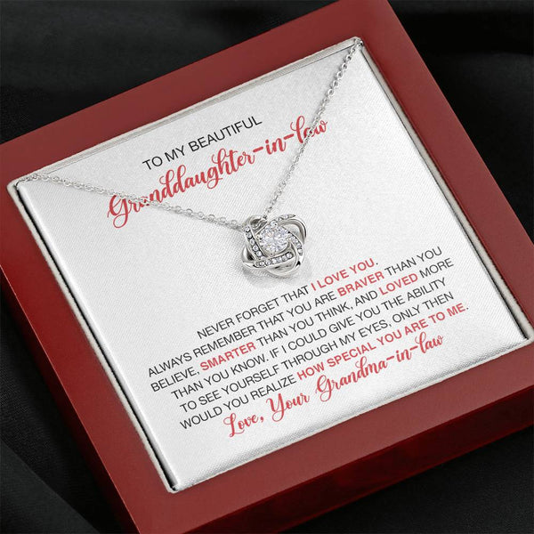 To My Beautiful Granddaughter-In-Law From Grandma-In-Law Love Knot Necklace MCFABC0003