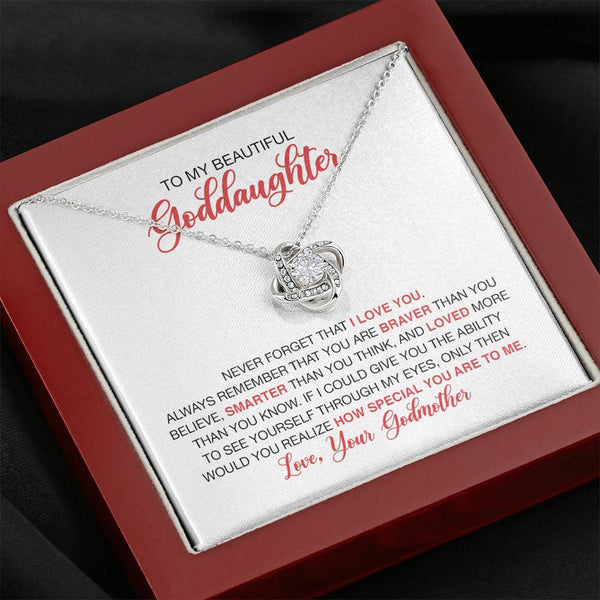 To My Beautiful Goddaughter From Godmother Love Knot Necklace MCFABC0003