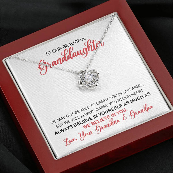 To Our Beautiful Granddaughter From Grandma & Grandpa Love Knot Necklace MCFABC0002
