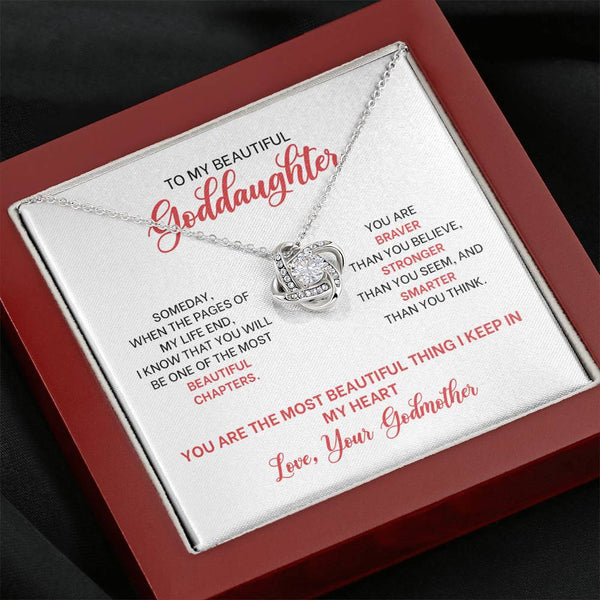 To My Beautiful Goddaughter From Godmother Love Knot Necklace MCFABC0005