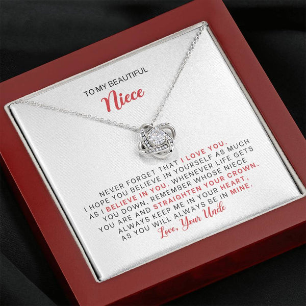 To My Beautiful Niece From Uncle Love Knot Necklace MCFABC0006