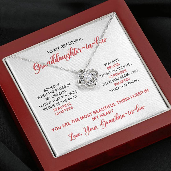 To My Beautiful Granddaughter-in-law From Grandma-in-law Love Knot Necklace MCFABC0005