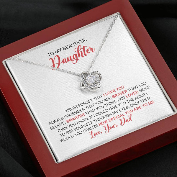 To My Beautiful Daughter From Dad Love Knot Necklace MCFABC0003