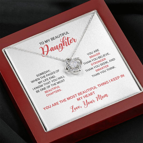 To My Beautiful Daughter From Mom Love Knot Necklace MCFABC0005