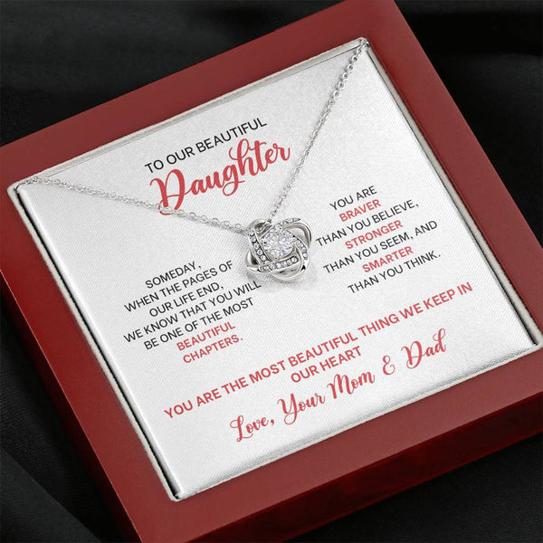 To Our Beautiful Daughter From Mom & Dad Love Knot Necklace MCFABC0005