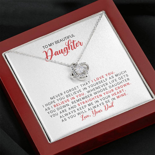 To My Beautiful Daughter From Dad Love Knot Necklace MCFABC0006