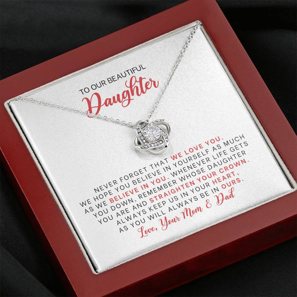 To Our Beautiful Daughter From Mom & Dad Love Knot Necklace MCFABC0006