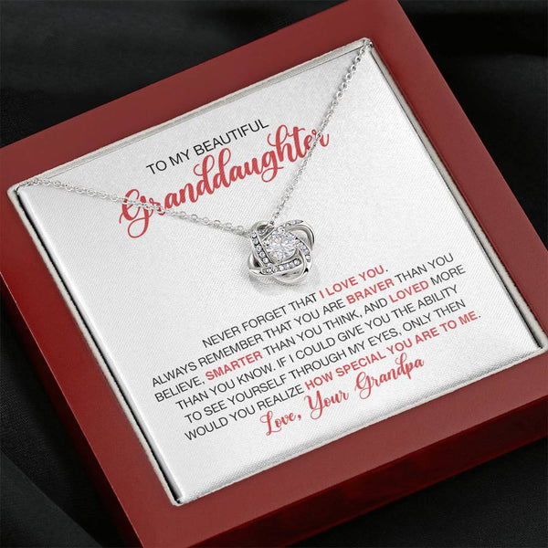To My Beautiful Granddaughter From Grandpa Love Knot Necklace MCFABC0003