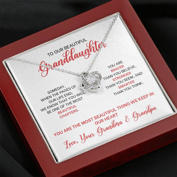To Our Beautiful Granddaughter From Grandma & Grandpa Love Knot Necklace MCFABC0005