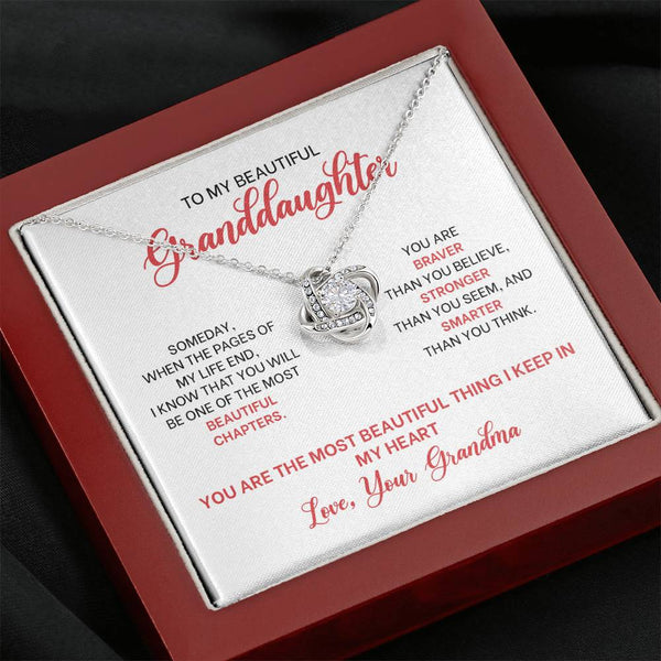 To My Beautiful Granddaughter From Grandma Love Knot Necklace MCFABC0005