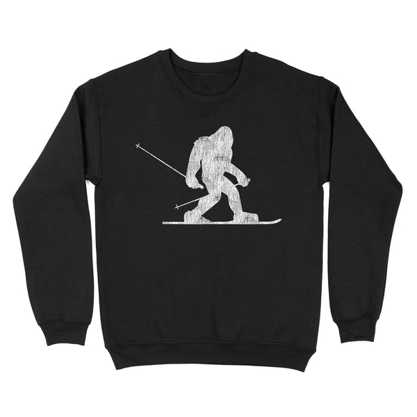 TeeMaru Bigfoot Sweatshirt MC056- Skiing Bigfoot Cute Sasquatch Ski Winter