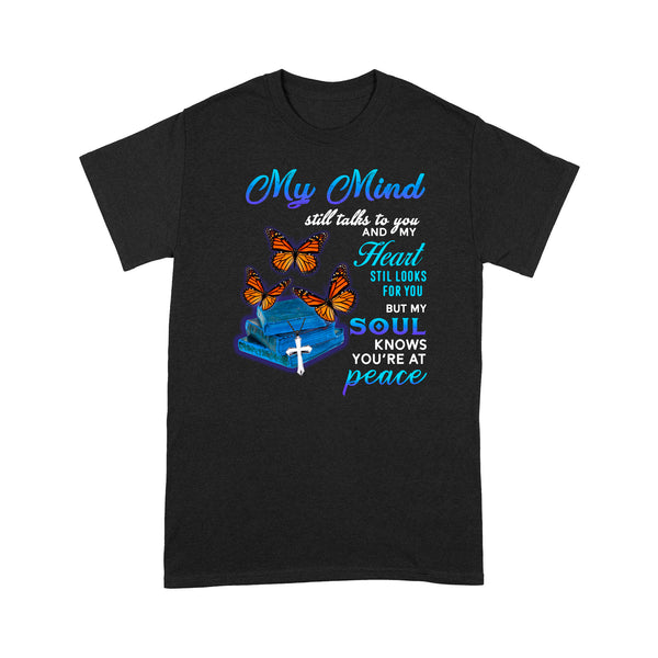 Orange Butterfly My Mind Still Talks To You METS0009 - Butterfly Memorial T-Shirt