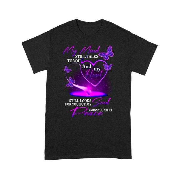 My Mind Still Talks To You Purple Butterfly METS0016 - Butterfly Memorial T-Shirt