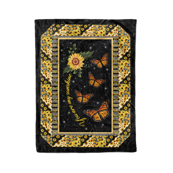 You Are My Sunshine Sunflower Butterflies Fleece Blanket