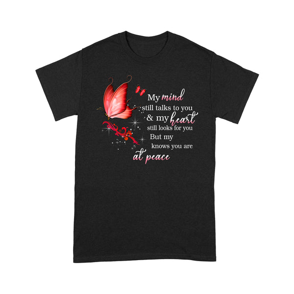 Red Butterfly My Mind Still Talks To You METS0021 - Butterfly Memorial T-Shirt