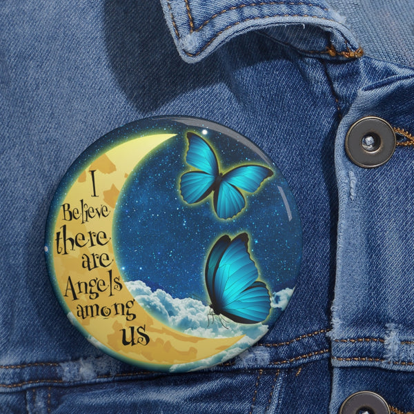 Blue Butterflies Moon Angels Among Us BOCT3001 Custom Pin Buttons