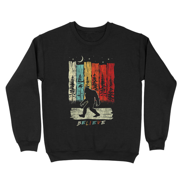 TeeMaru Bigfoot Sweatshirt MC016- Bigfoot Night Moon Believe Sasquatch Retro