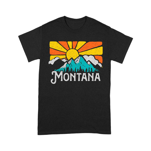 Montana Retro Mountains & Sun Vintage - TeeMaru Montana T-Shirt MTTS043