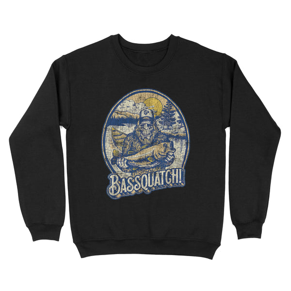 TeeMaru Bigfoot Sweatshirt MC002- Bassquatch! Bass Fisherman Sasquatch Bigfoot Fishing