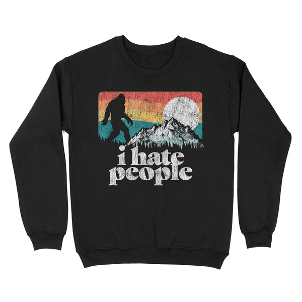 TeeMaru Bigfoot Sweatshirt MC035- I Hate People! Bigfoot Mountains 80's Joke